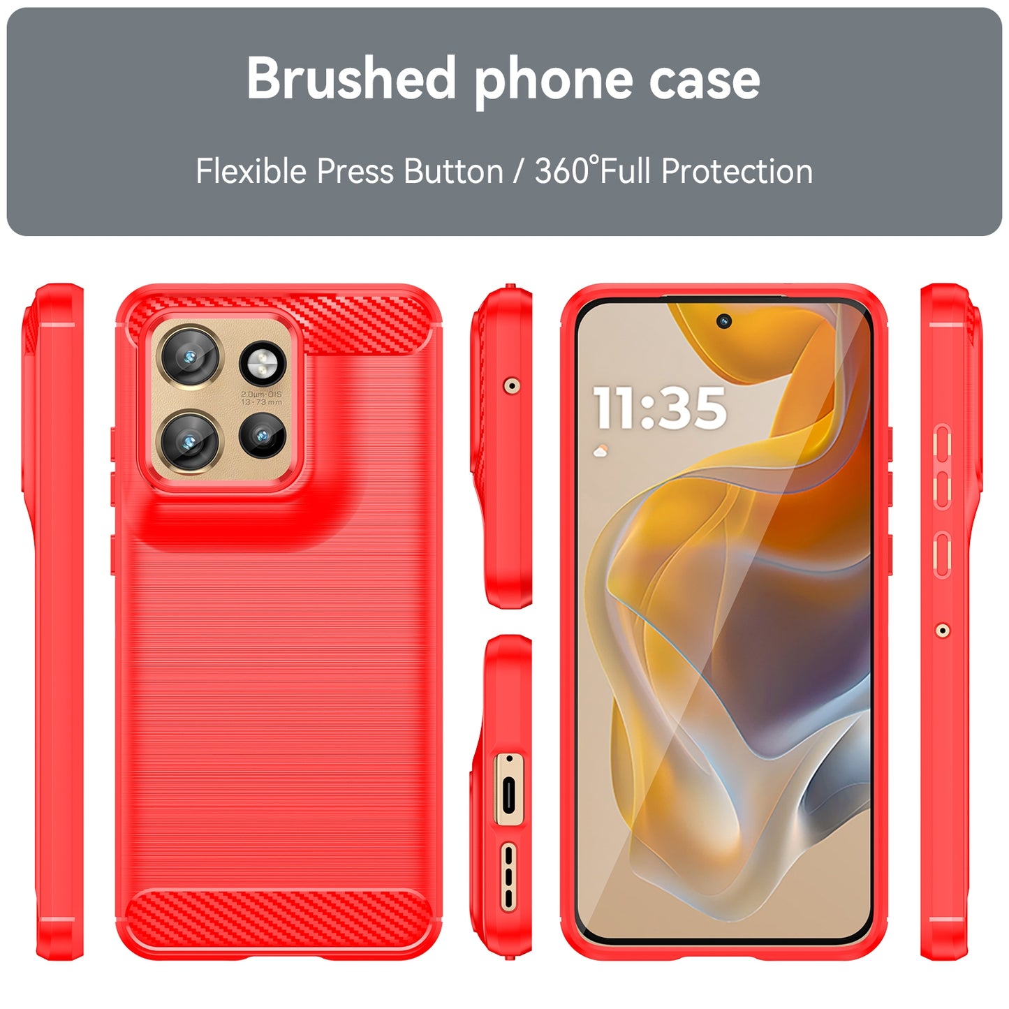 Motorola Moto S50 Carbon Fibre Brushed Texture TPU Protective Phone Case Shockproof Slim Cover