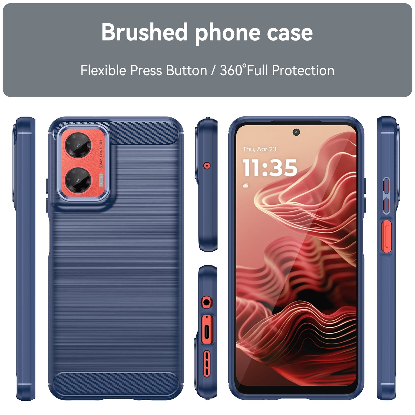 Motorola Moto G35 5G Carbon Fibre Brushed Texture TPU Protective Phone Case Shockproof Slim Cover