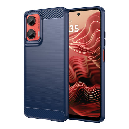 Motorola Moto G35 5G Carbon Fiber Brushed Texture TPU Protective Phone Case Shockproof Slim Cover