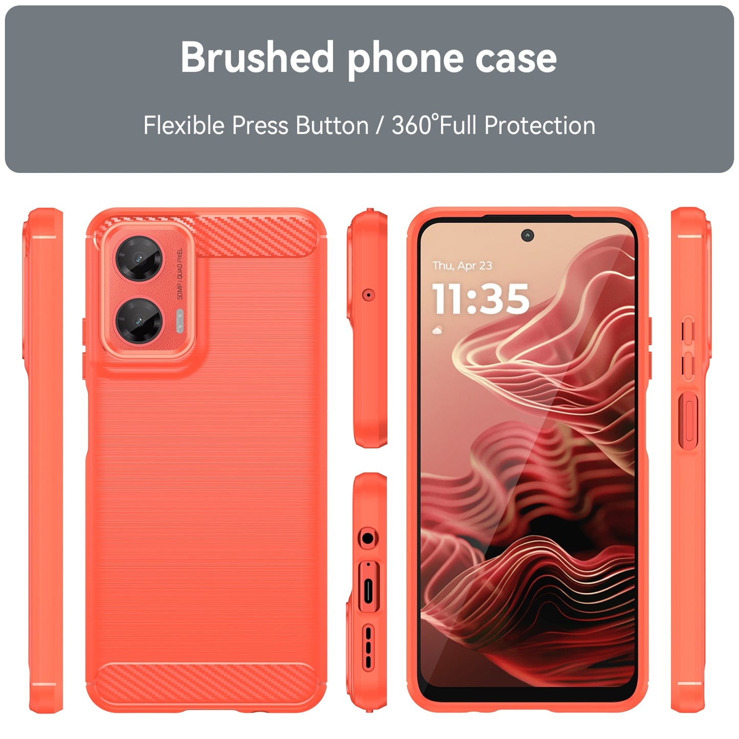 Motorola Moto G35 5G Carbon Fibre Brushed Texture TPU Protective Phone Case Shockproof Slim Cover