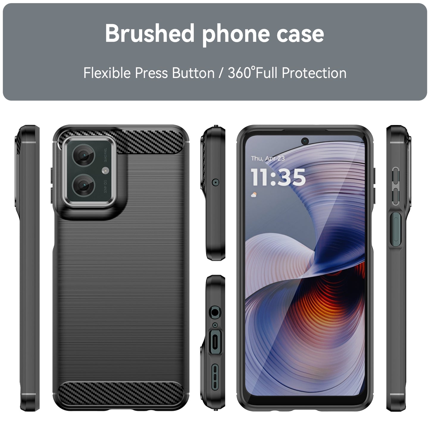 Motorola Moto G55 5G Carbon Fibre Brushed Texture TPU Protective Phone Case Shockproof Slim Cover