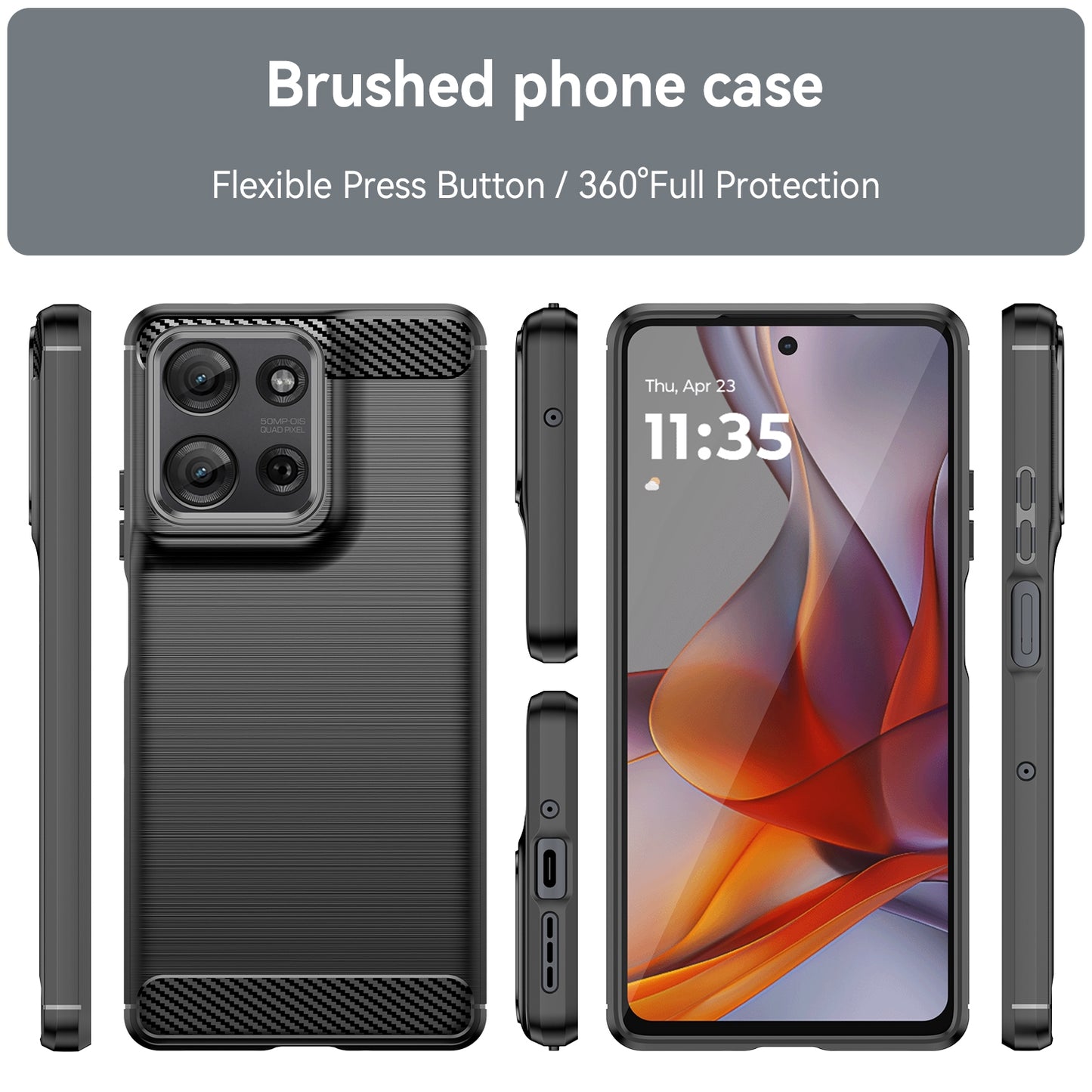 Motorola Moto G75 5G Carbon Fiber Brushed Texture TPU Protective Phone Case Shockproof Slim Cover
