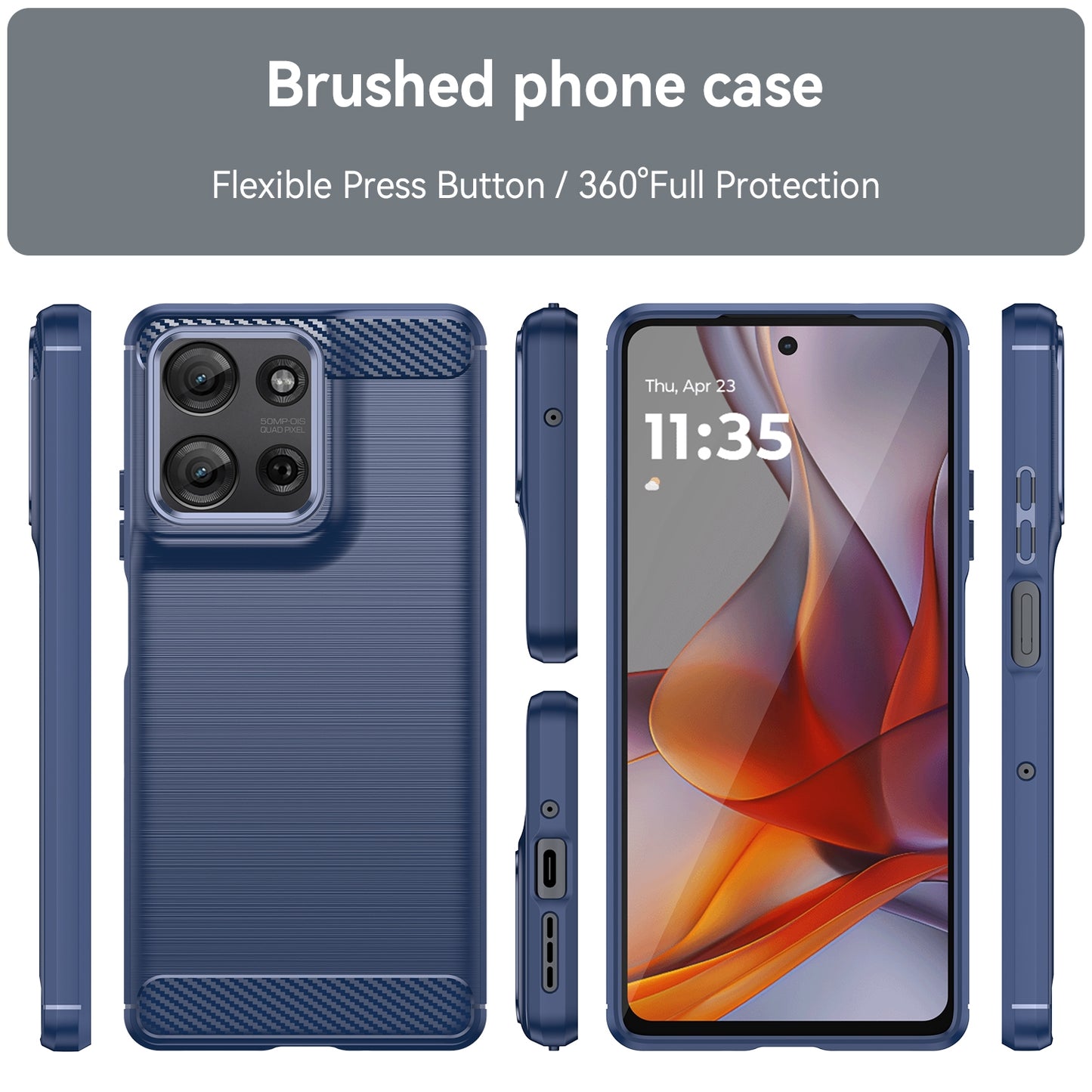 Motorola Moto G75 5G Carbon Fiber Brushed Texture TPU Protective Phone Case Shockproof Slim Cover
