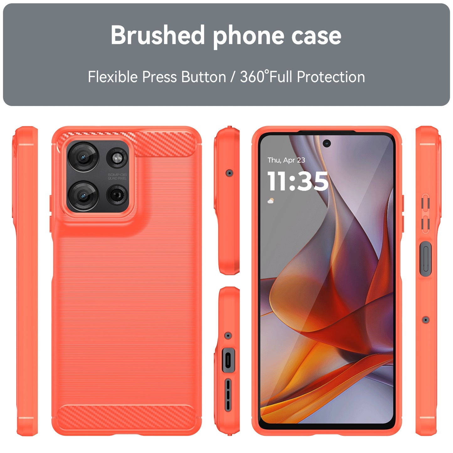 Motorola Moto G75 5G Carbon Fiber Brushed Texture TPU Protective Phone Case Shockproof Slim Cover