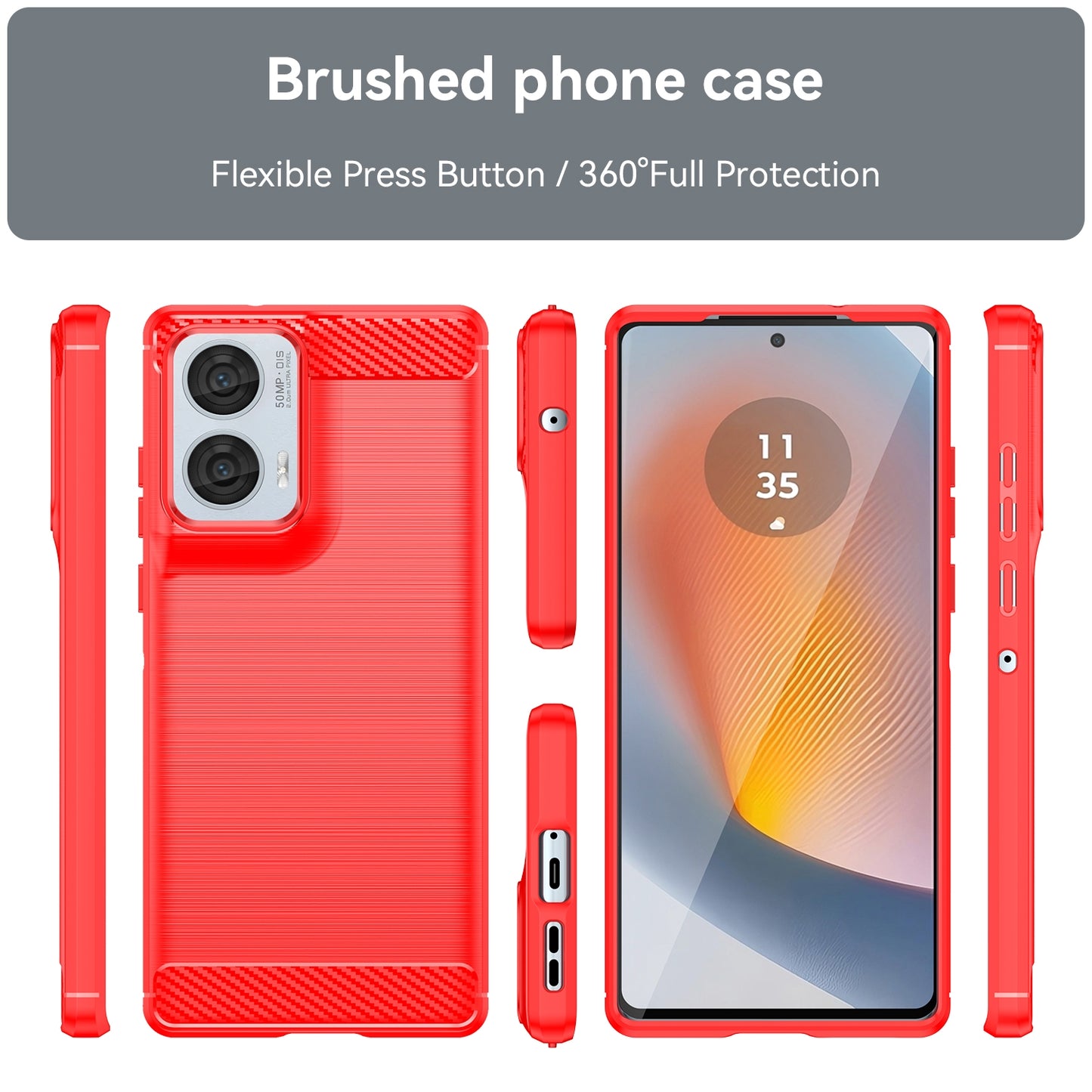 Motorola Moto G85 Carbon Fibre Brushed Texture TPU Protective Phone Case Shockproof Slim Cover