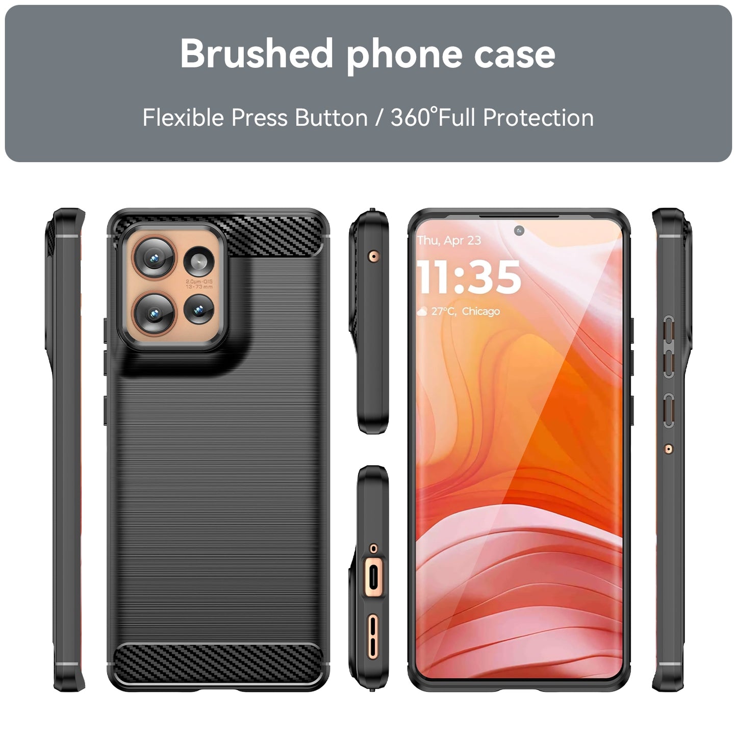 Motorola Edge 50 Carbon Fibre Brushed Texture TPU Protective Phone Case Shockproof Slim Cover
