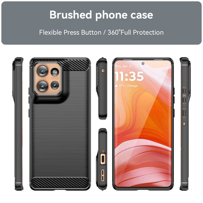Motorola Edge 50 Carbon Fiber Brushed Texture TPU Protective Phone Case Shockproof Slim Cover