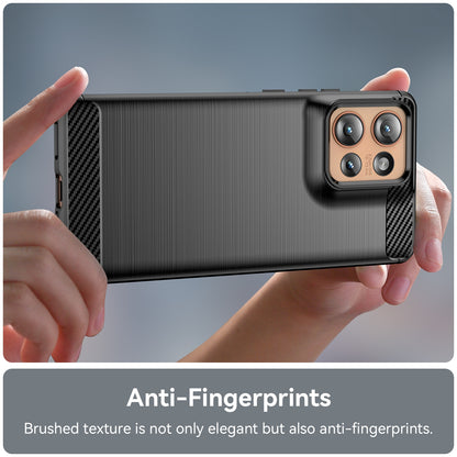 Motorola Edge 50 Carbon Fiber Brushed Texture TPU Protective Phone Case Shockproof Slim Cover