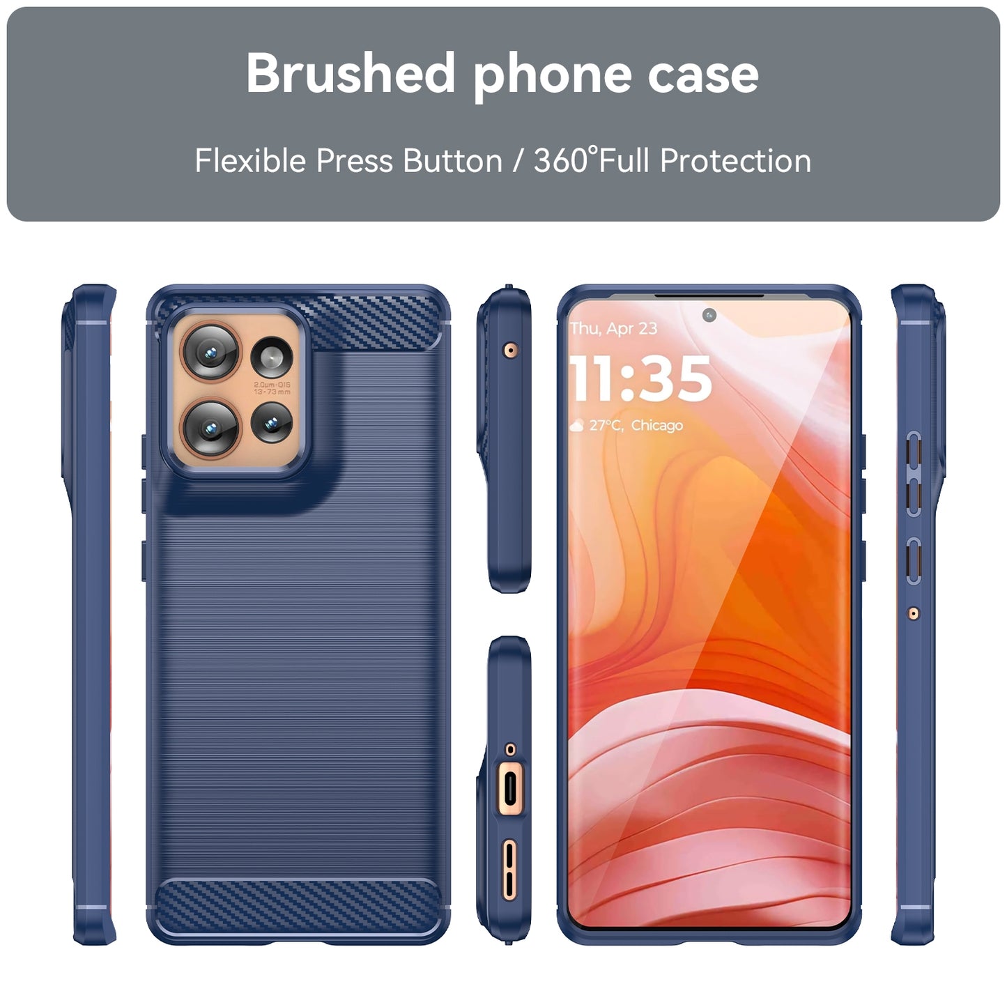Motorola Edge 50 Carbon Fiber Brushed Texture TPU Protective Phone Case Shockproof Slim Cover