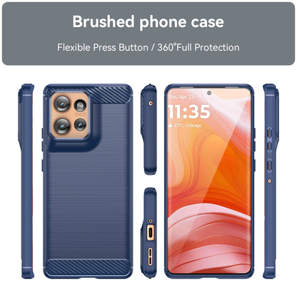 Motorola Edge 50 Carbon Fiber Brushed Texture TPU Protective Phone Case Shockproof Slim Cover