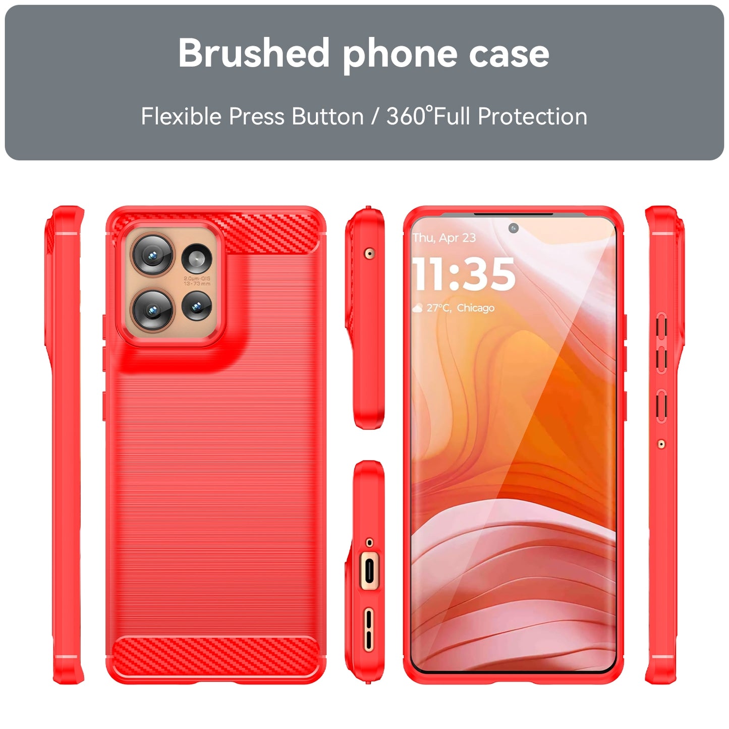 Motorola Edge 50 Carbon Fiber Brushed Texture TPU Protective Phone Case Shockproof Slim Cover