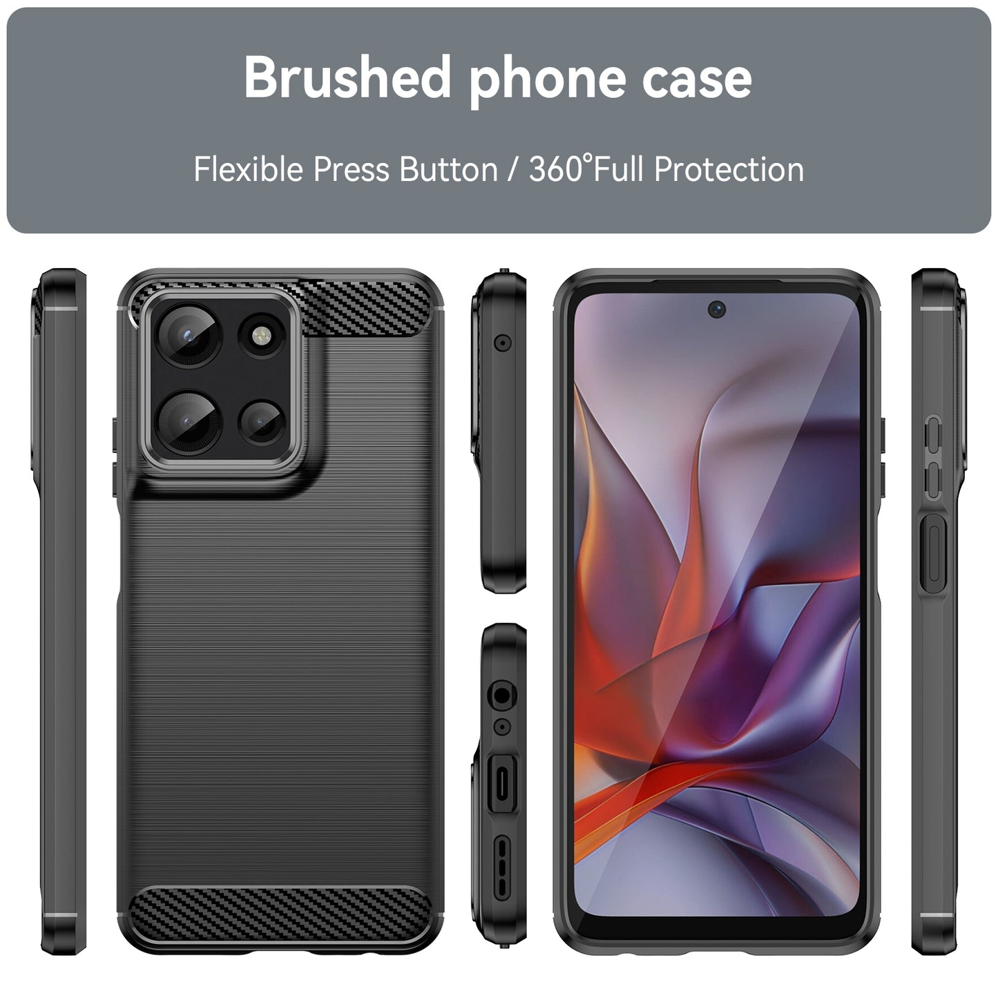 Motorola Moto G Play 2025 Carbon Fiber Brushed Texture TPU Protective Phone Case Shockproof Slim Cover