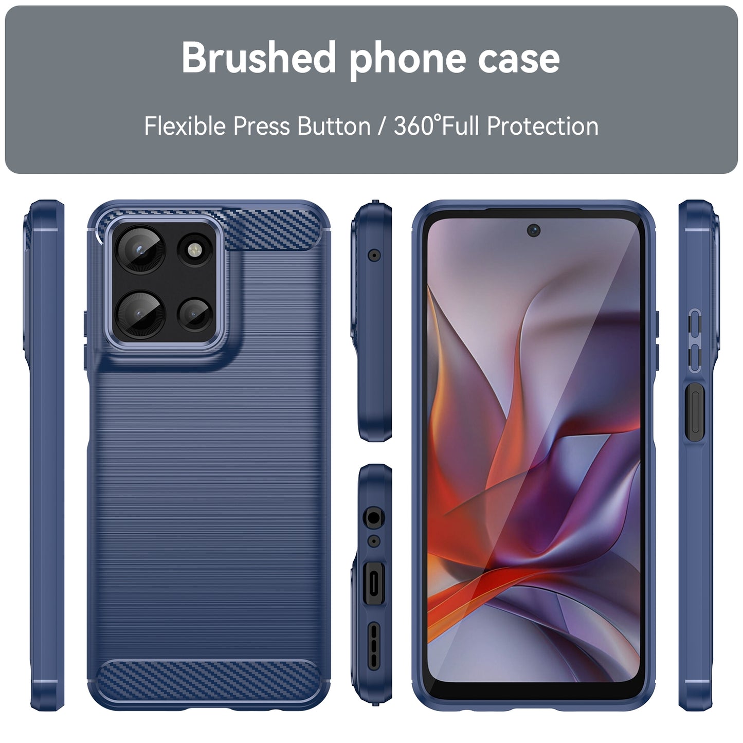 Motorola Moto G Play 2025 Carbon Fibre Brushed Texture TPU Protective Phone Case Shockproof Slim Cover
