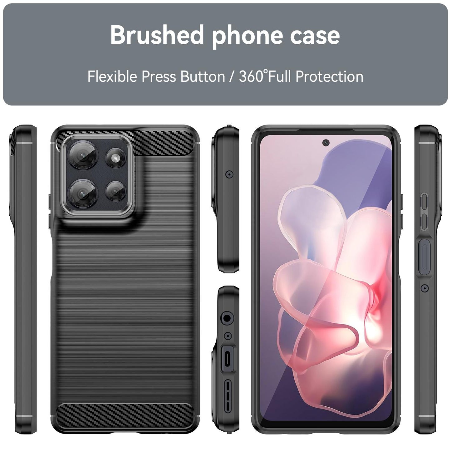Motorola Moto G Power 2025 Carbon Fibre Brushed Texture TPU Protective Phone Case Shockproof Slim Cover