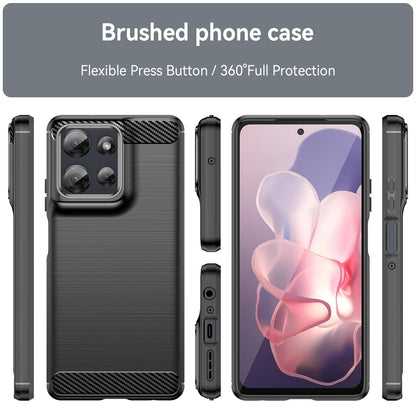 Motorola Moto G Power 2025 Carbon Fibre Brushed Texture TPU Protective Phone Case Shockproof Slim Cover