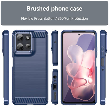 Motorola Moto G Power 2025 Carbon Fibre Brushed Texture TPU Protective Phone Case Shockproof Slim Cover