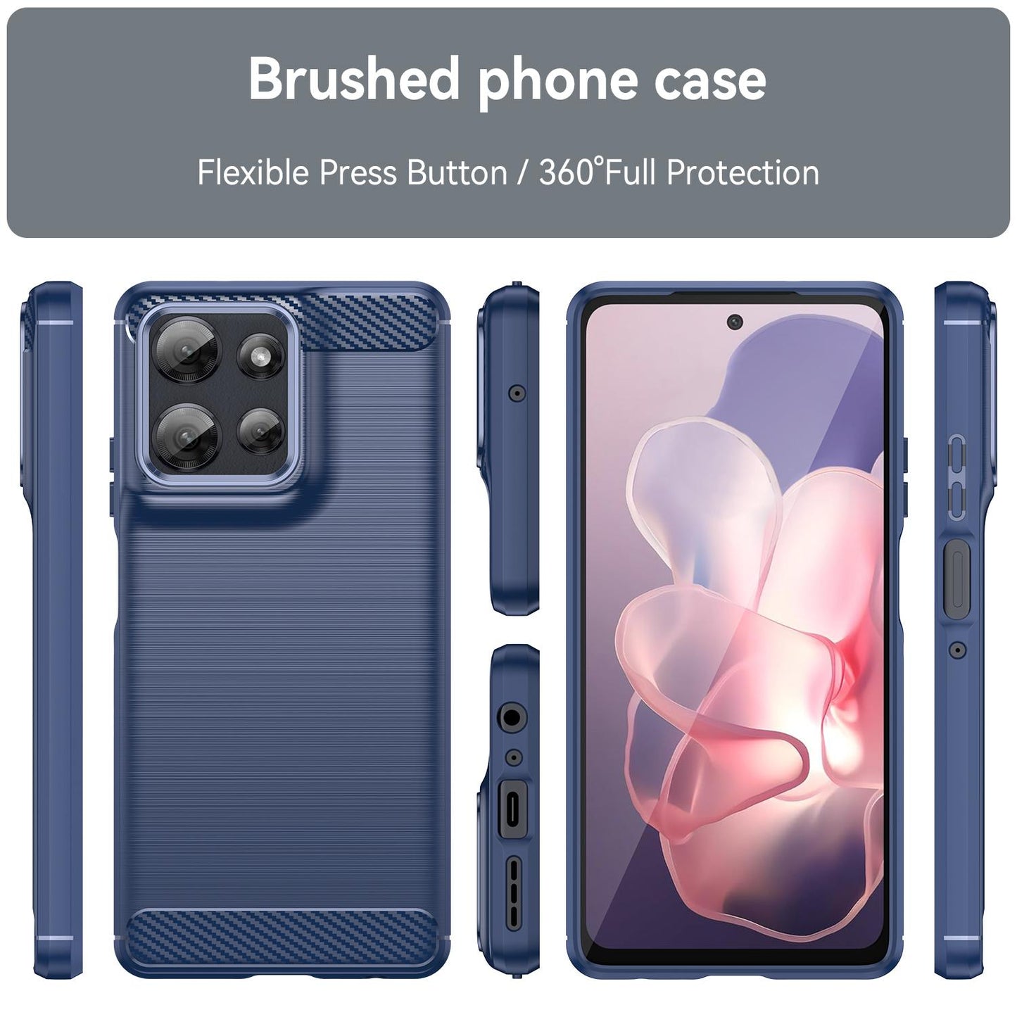 Motorola Moto G Power 2025 Carbon Fiber Brushed Texture TPU Protective Phone Case Shockproof Slim Cover