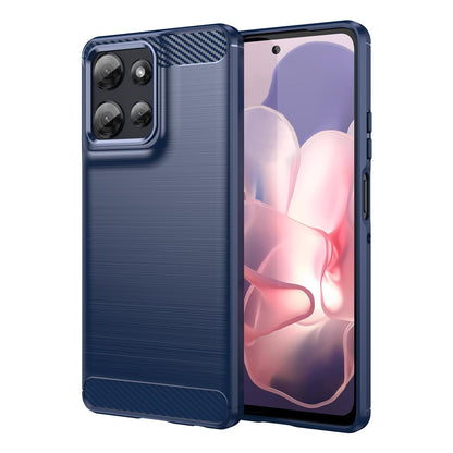 Motorola Moto G Power 2025 Carbon Fiber Brushed Texture TPU Protective Phone Case Shockproof Slim Cover
