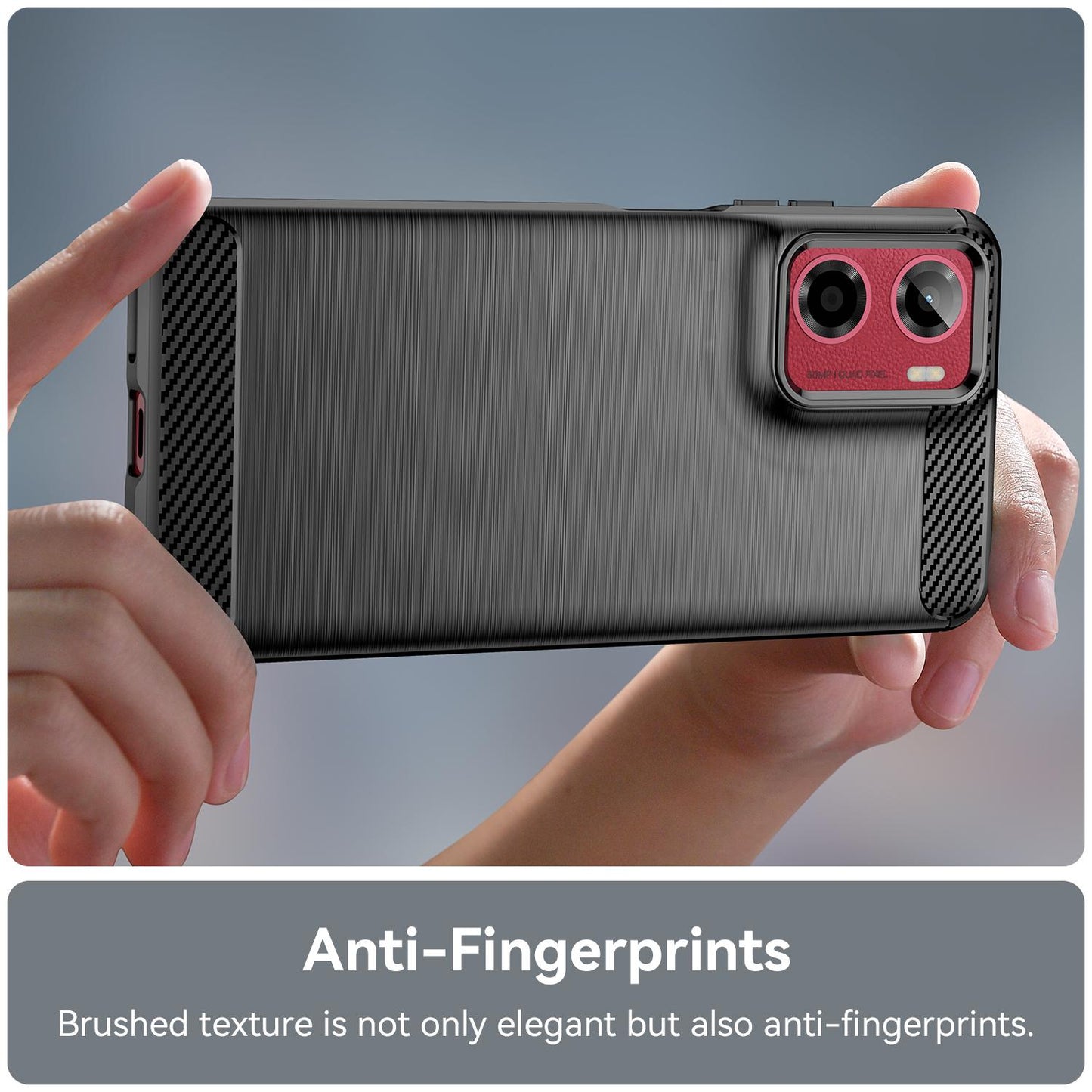 Motorola Moto E15 Carbon Fiber Brushed Texture TPU Protective Phone Case Shockproof Slim Cover