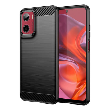Motorola Moto E15 Carbon Fiber Brushed Texture TPU Protective Phone Case Shockproof Slim Cover