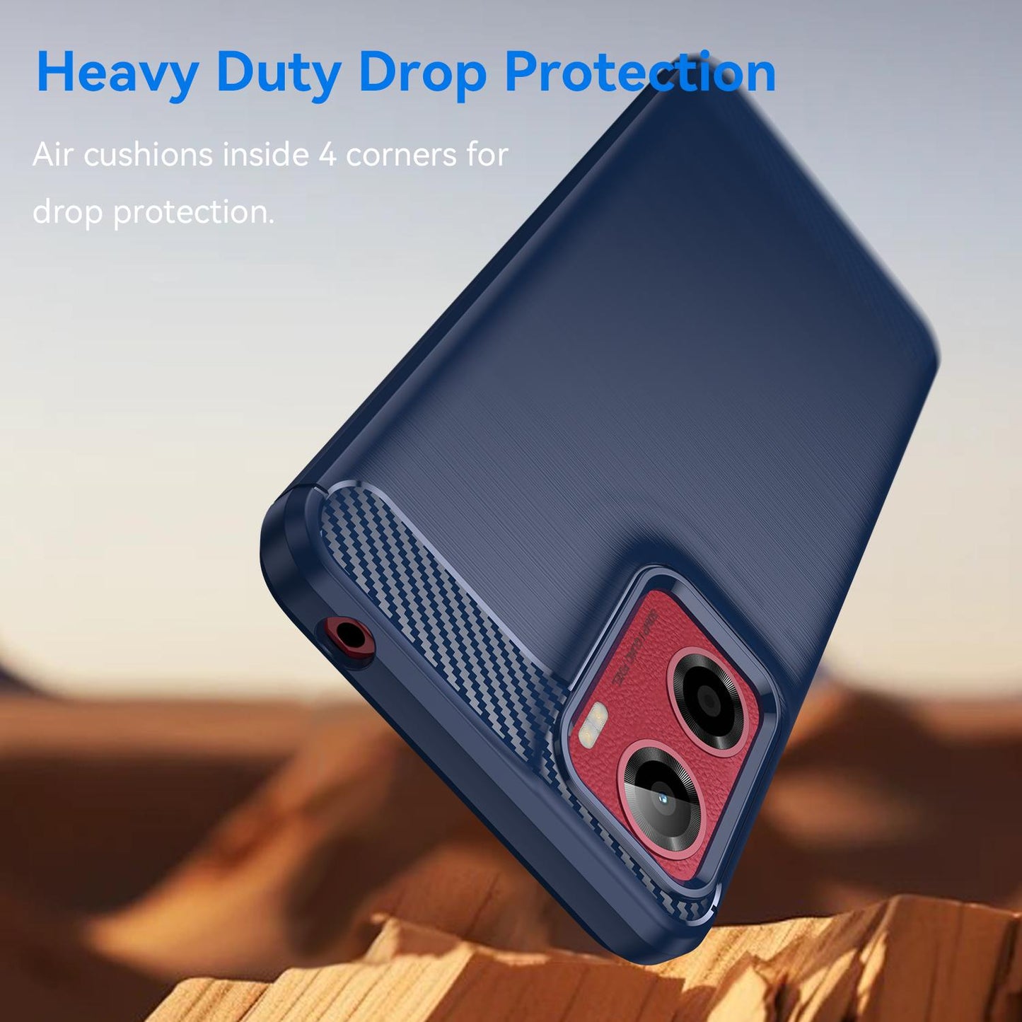 Motorola Moto E15 Carbon Fibre Brushed Texture TPU Protective Phone Case Shockproof Slim Cover