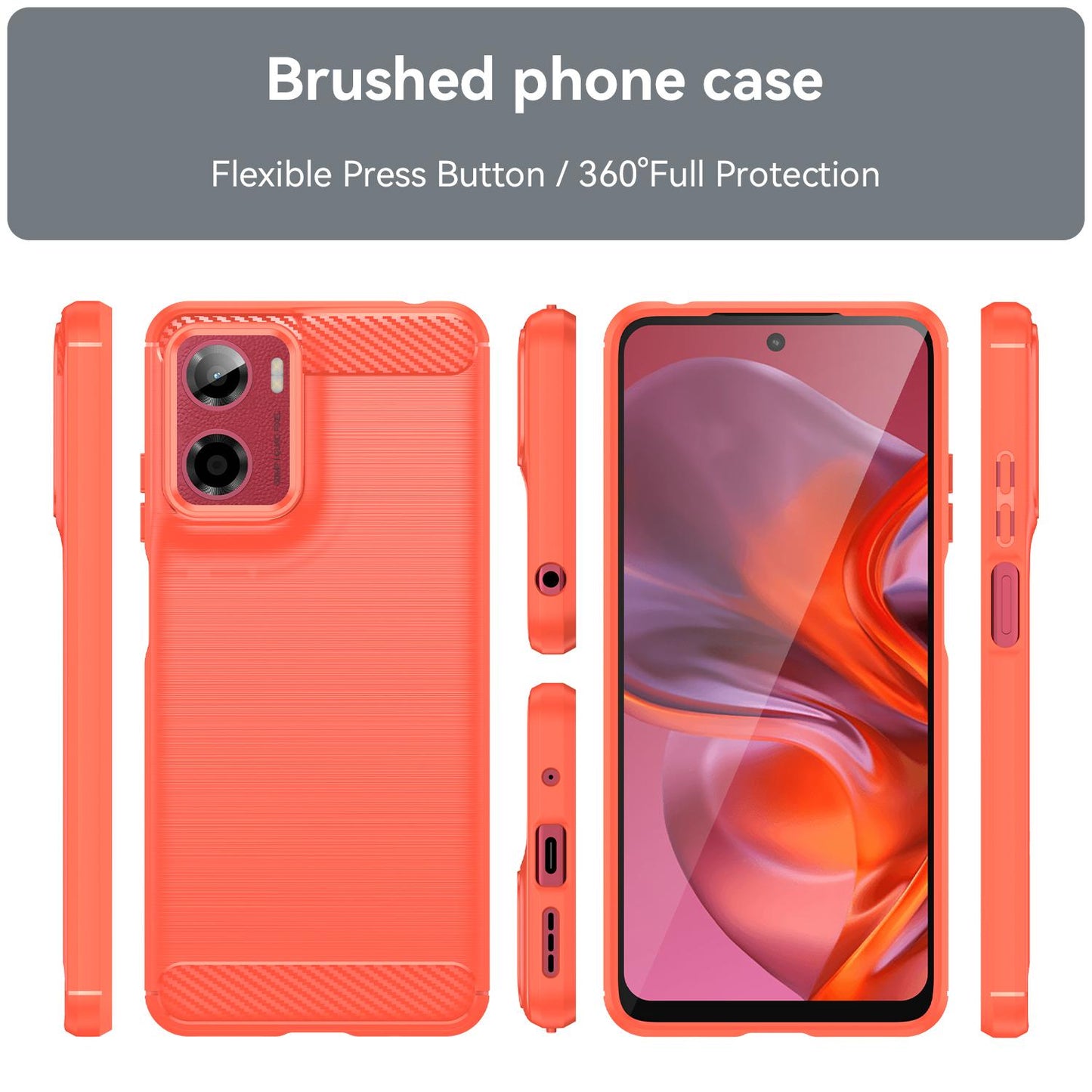 Motorola Moto E15 Carbon Fibre Brushed Texture TPU Protective Phone Case Shockproof Slim Cover