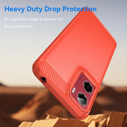 Motorola Moto E15 Carbon Fiber Brushed Texture TPU Protective Phone Case Shockproof Slim Cover