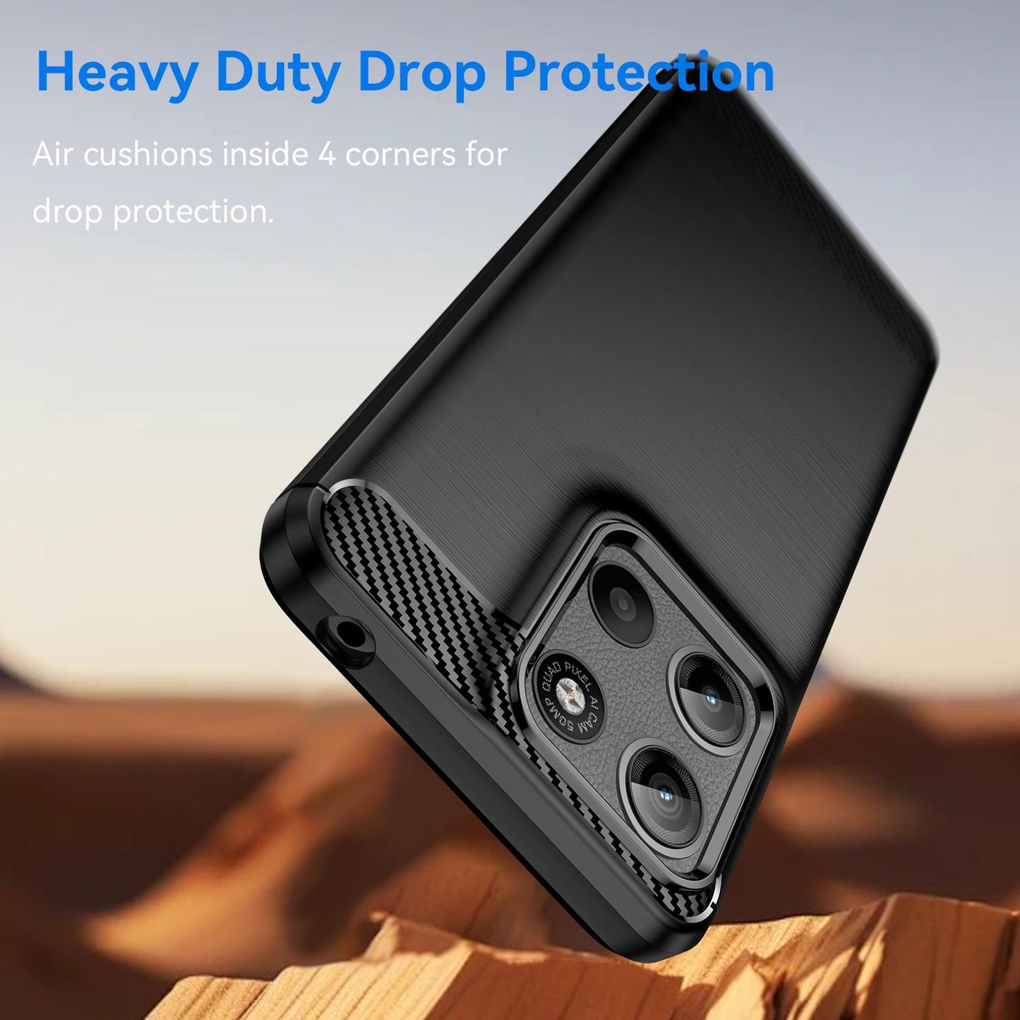 Motorola Moto G15 Carbon Fibre Brushed Texture TPU Protective Phone Case Shockproof Slim Cover