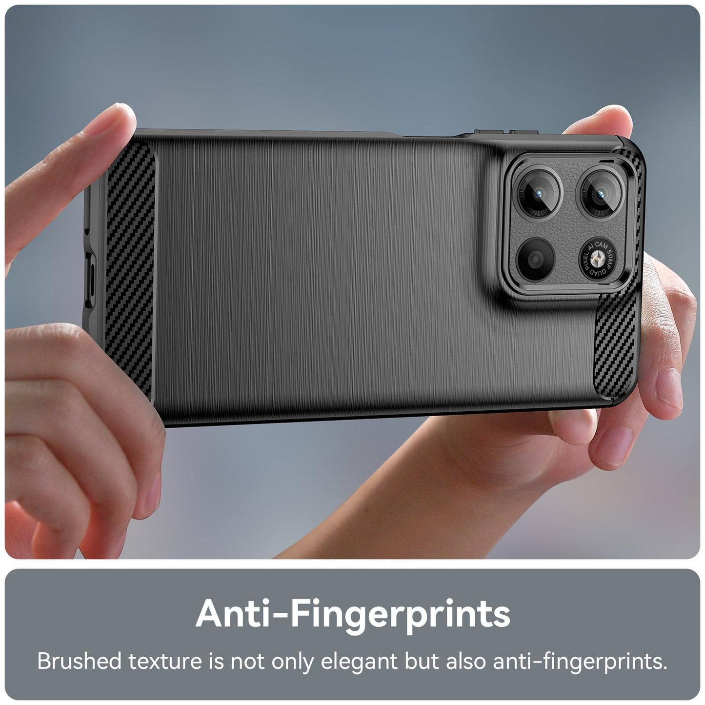 Motorola Moto G15 Carbon Fiber Brushed Texture TPU Protective Phone Case Shockproof Slim Cover