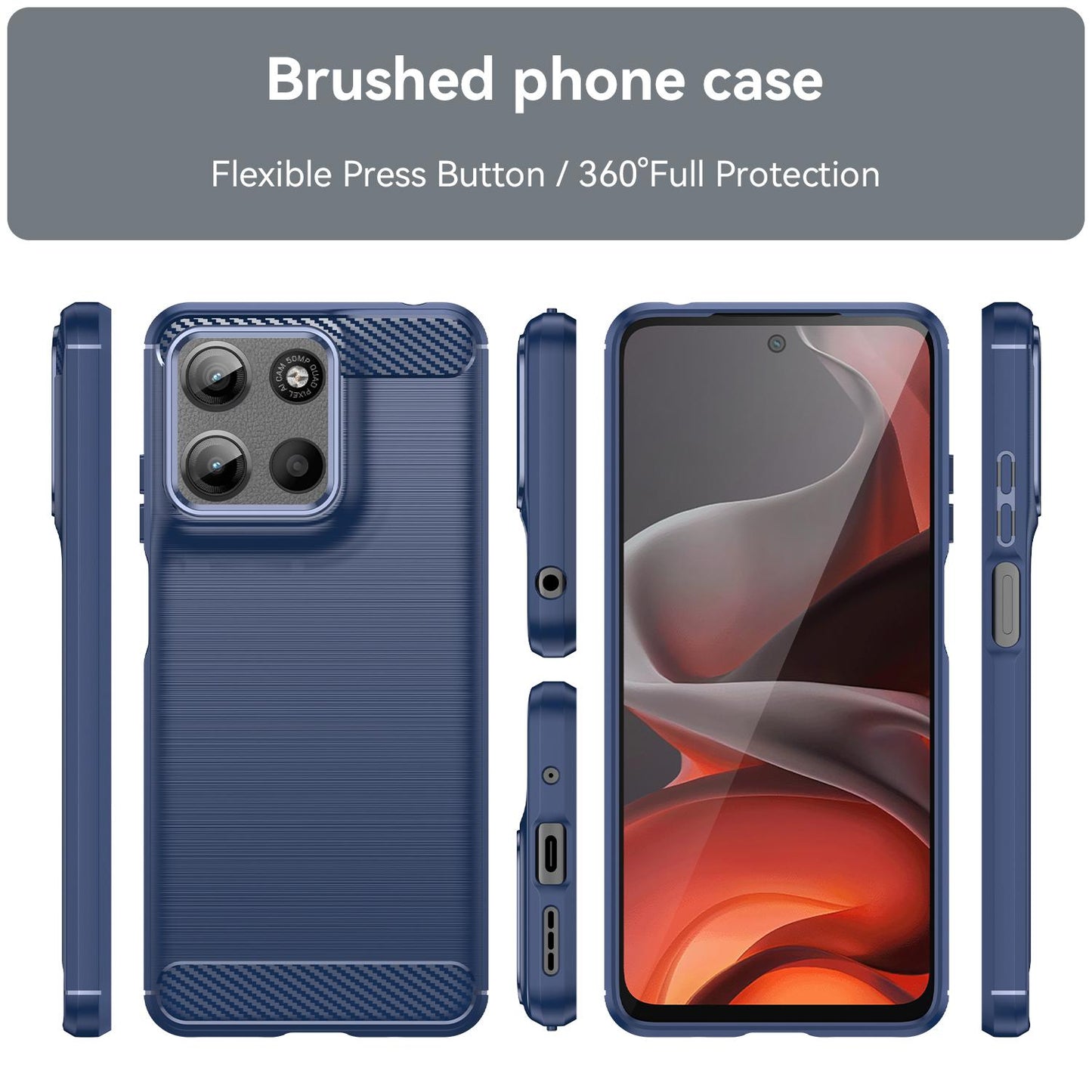 Motorola Moto G15 Carbon Fibre Brushed Texture TPU Protective Phone Case Shockproof Slim Cover