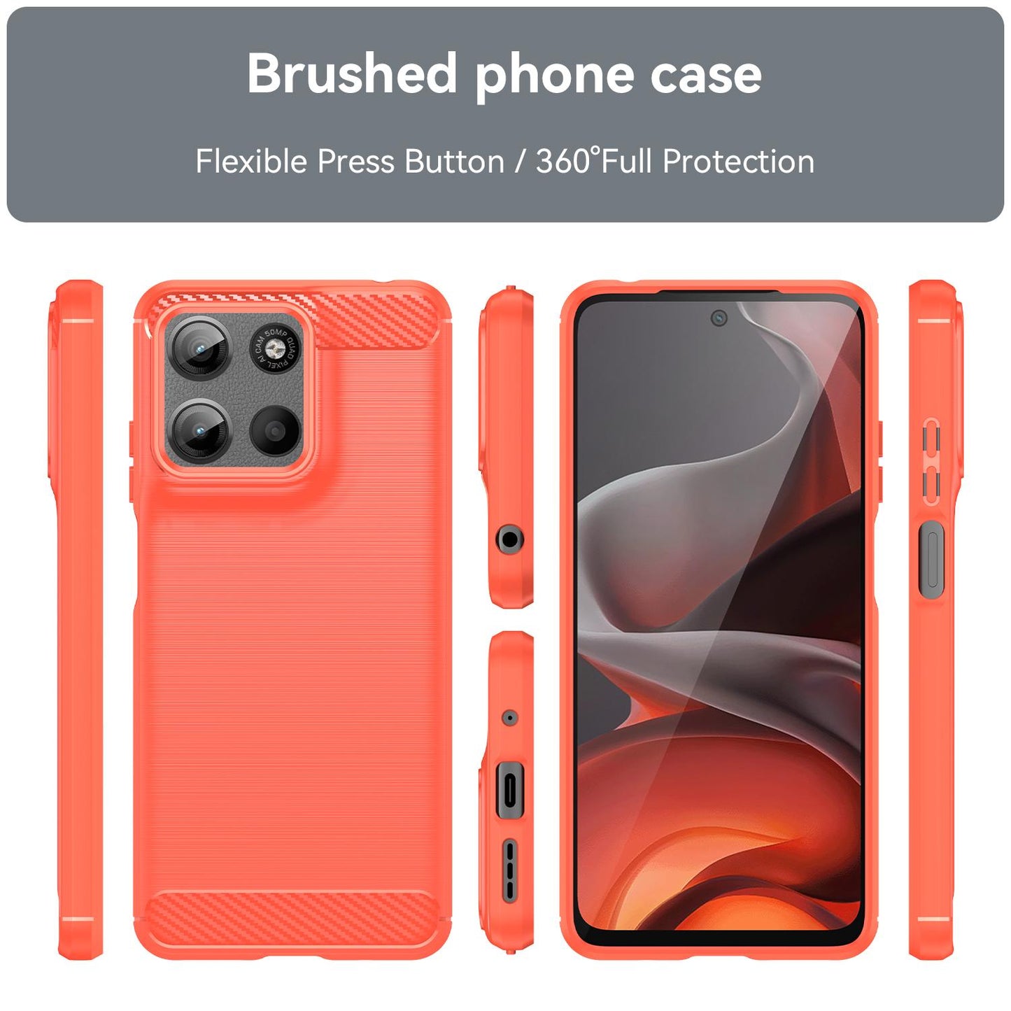 Motorola Moto G15 Carbon Fiber Brushed Texture TPU Protective Phone Case Shockproof Slim Cover