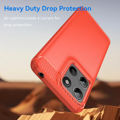 Motorola Moto G15 Carbon Fiber Brushed Texture TPU Protective Phone Case Shockproof Slim Cover