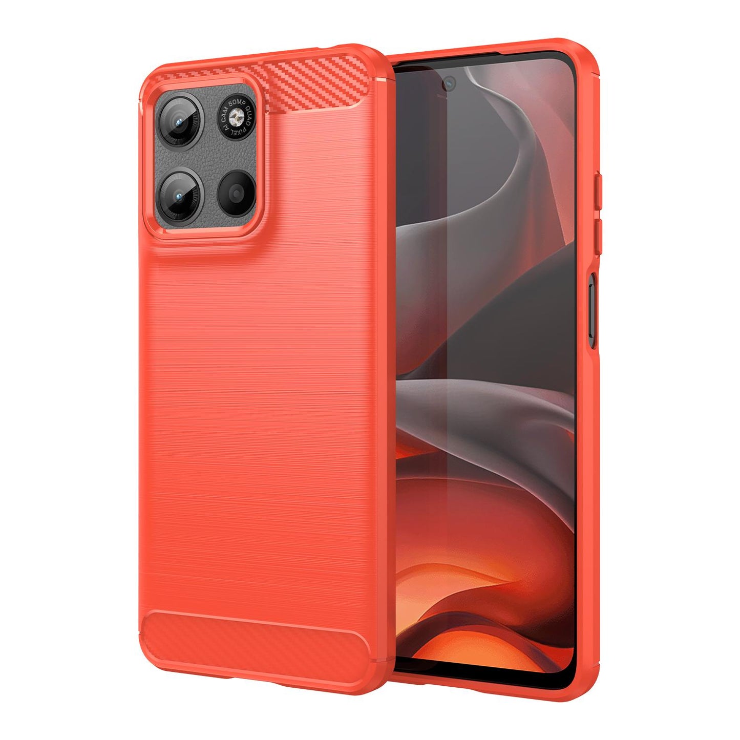 Motorola Moto G15 Carbon Fiber Brushed Texture TPU Protective Phone Case Shockproof Slim Cover