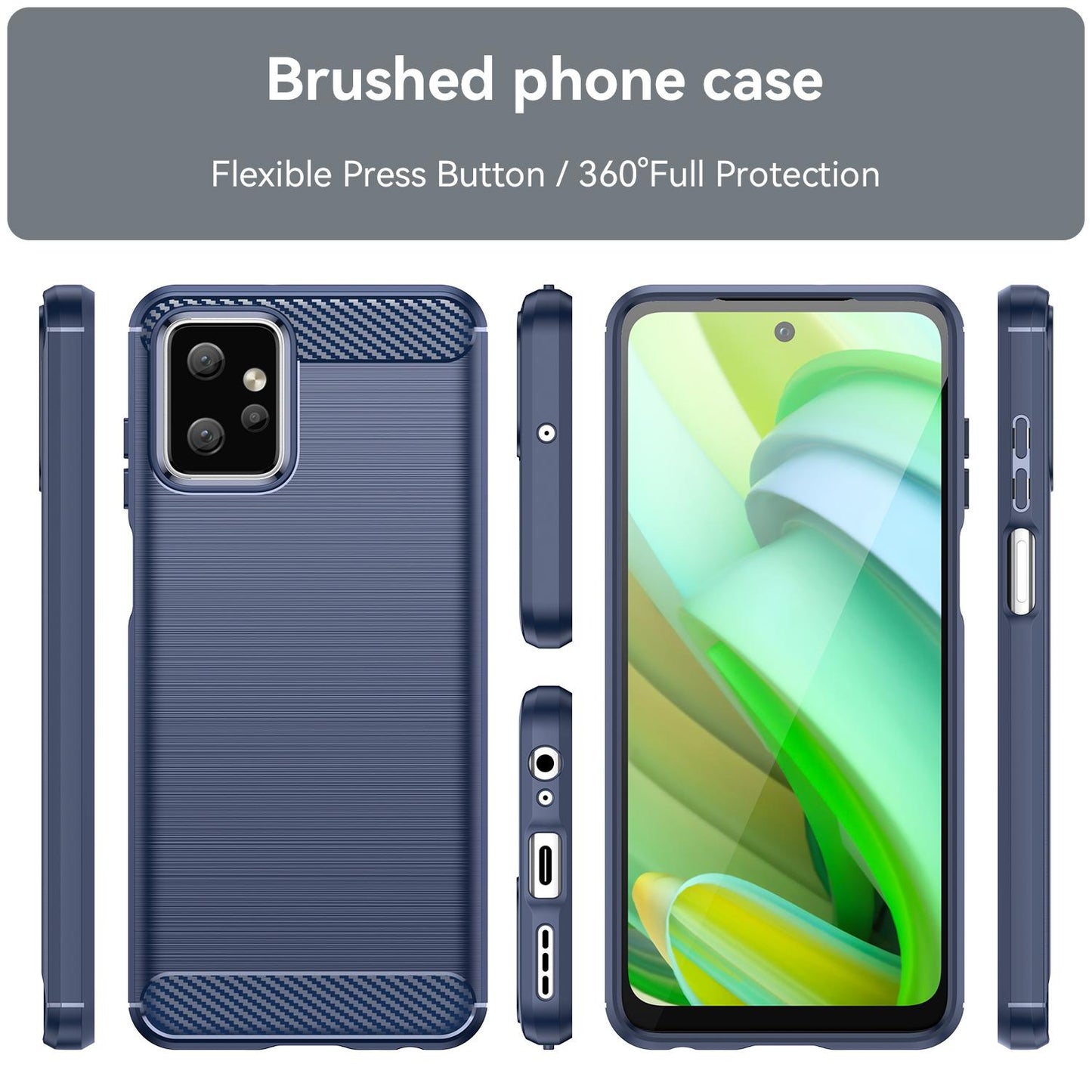 Motorola Moto G Power 2023 Carbon Fiber Brushed Texture TPU Protective Phone Case Shockproof Slim Cover