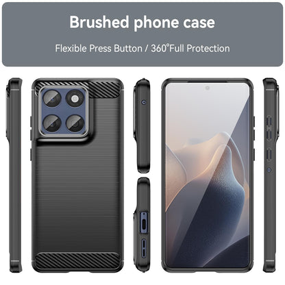Motorola Edge 60 Fusion Carbon Fiber Brushed Texture TPU Protective Phone Case Shockproof Slim Cover