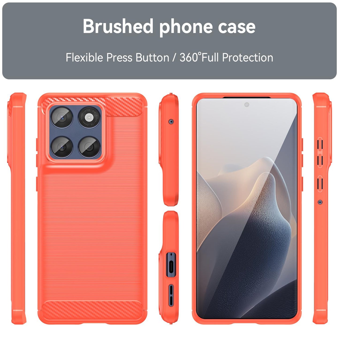 Motorola Edge 60 Fusion Carbon Fiber Brushed Texture TPU Protective Phone Case Shockproof Slim Cover
