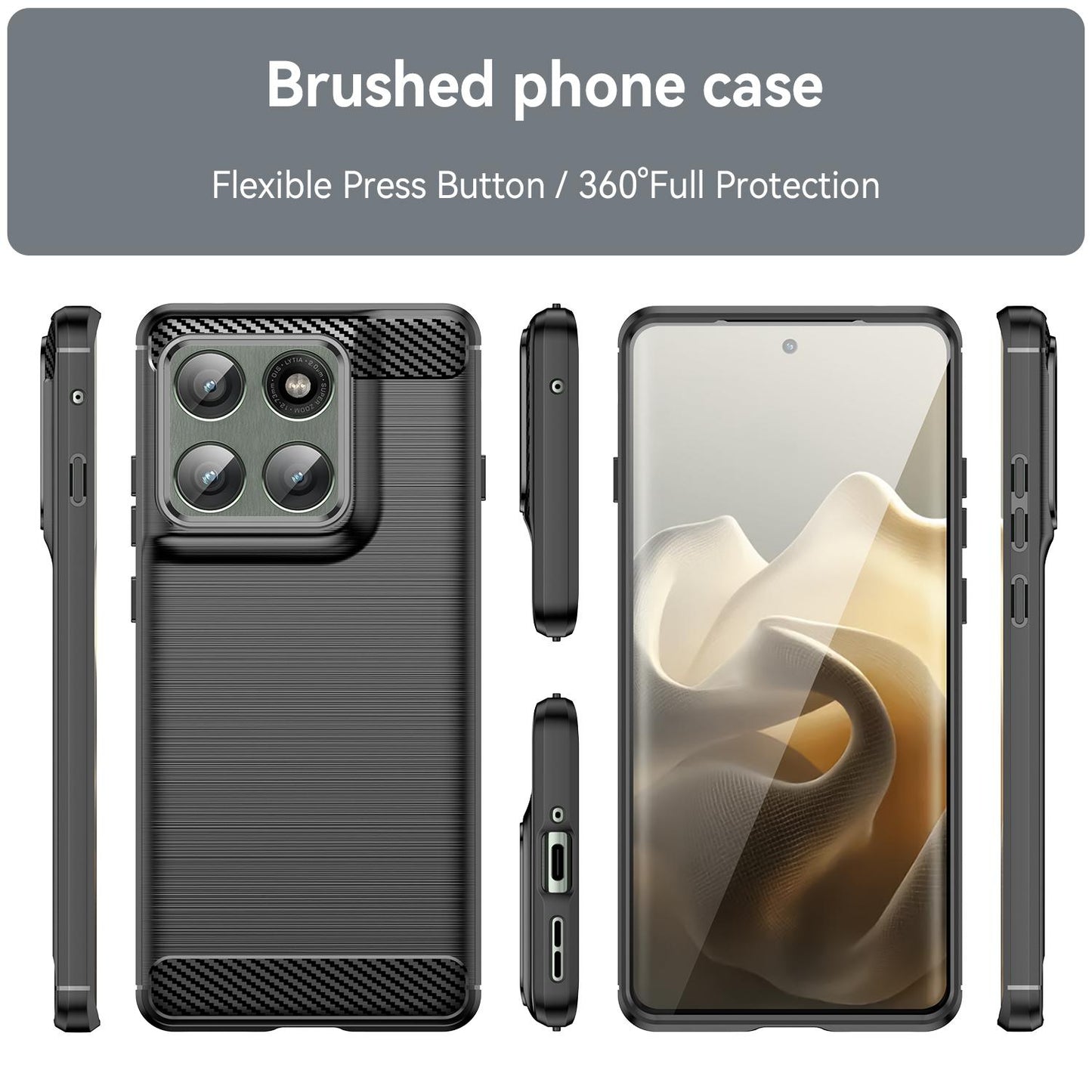 Motorola Edge 5G 2025 Carbon Fiber Brushed Texture TPU Protective Phone Case Shockproof Slim Cover