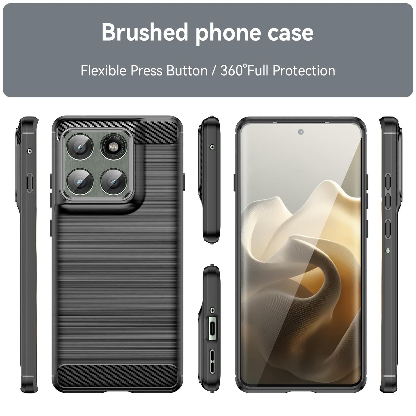 Motorola Edge 60 Pro Carbon Fiber Brushed Texture TPU Protective Phone Case Shockproof Slim Cover