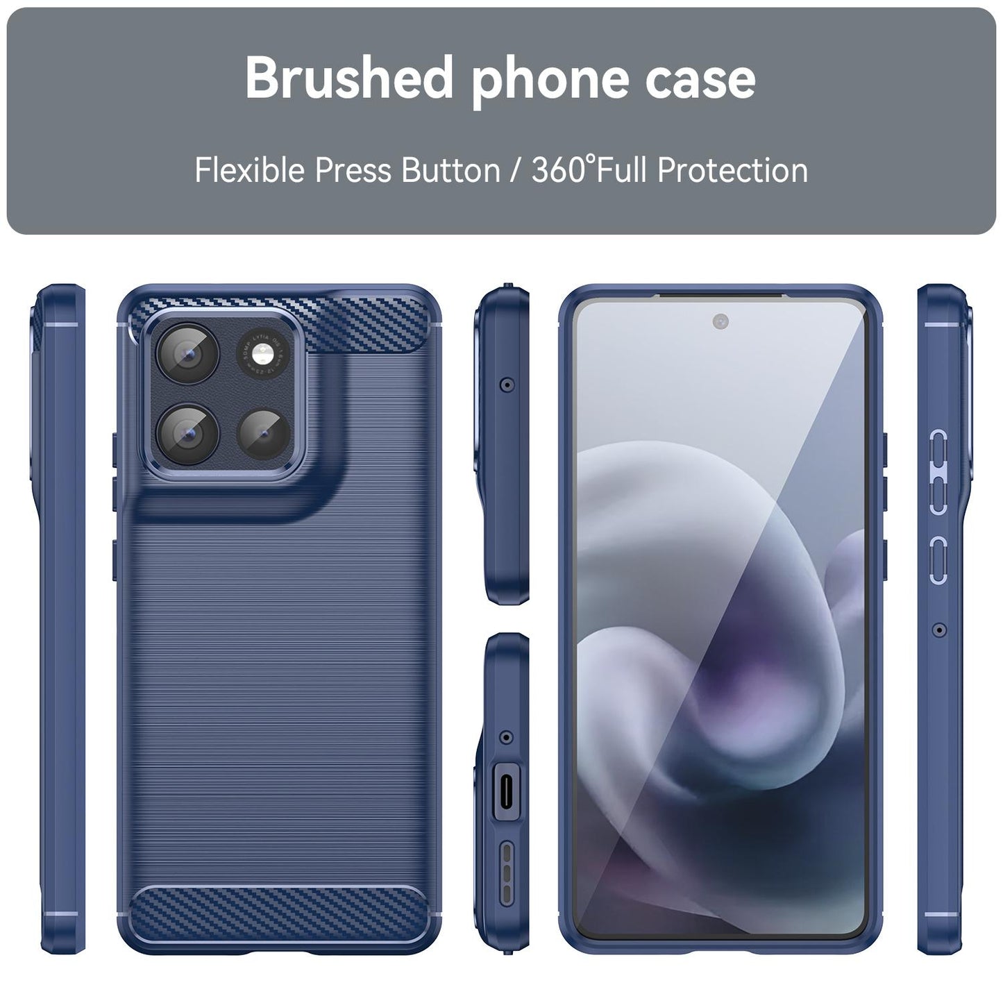 Motorola Moto G100 Pro 5G Carbon Fiber Brushed Texture TPU Protective Phone Case Shockproof Slim Cover