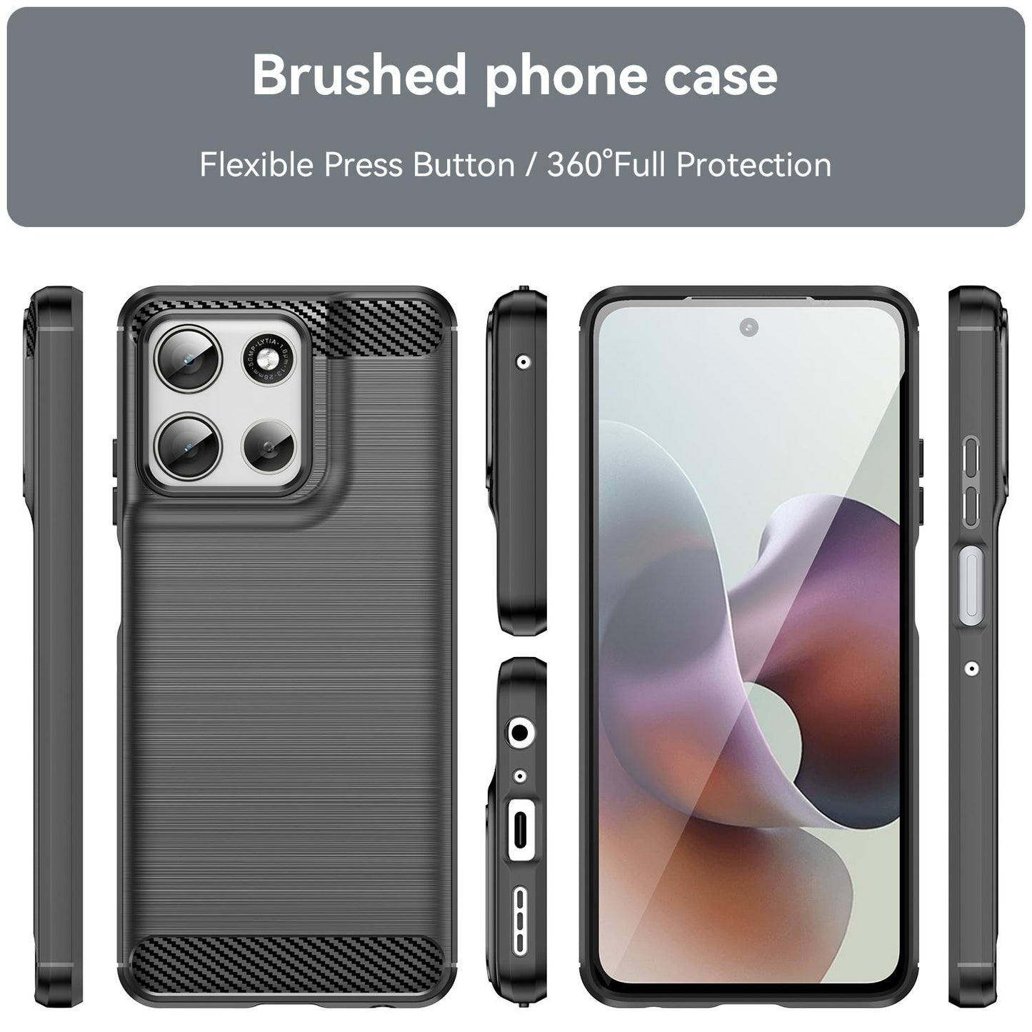 Motorola Moto G66j 5G Carbon Fibre Brushed Texture TPU Protective Phone Case Shockproof Slim Cover