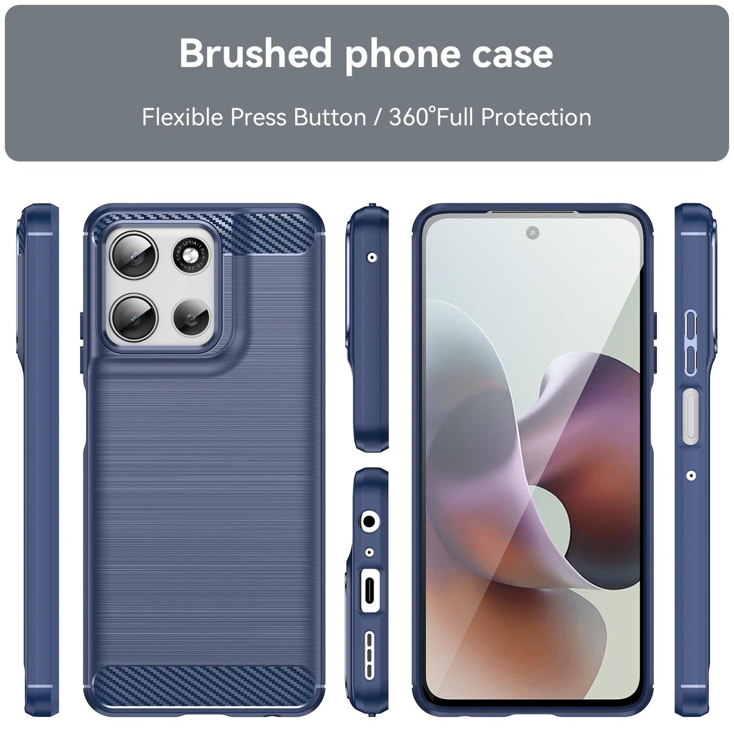 Motorola Moto G66j 5G Carbon Fiber Brushed Texture TPU Protective Phone Case Shockproof Slim Cover