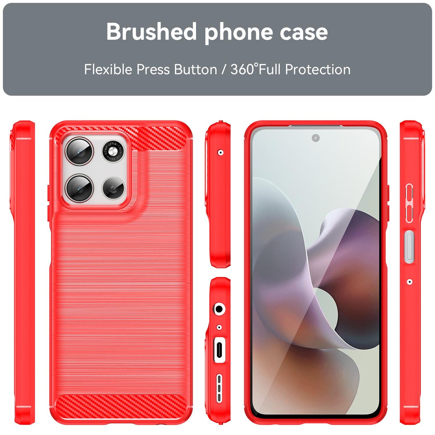 Motorola Moto G66j 5G Carbon Fiber Brushed Texture TPU Protective Phone Case Shockproof Slim Cover