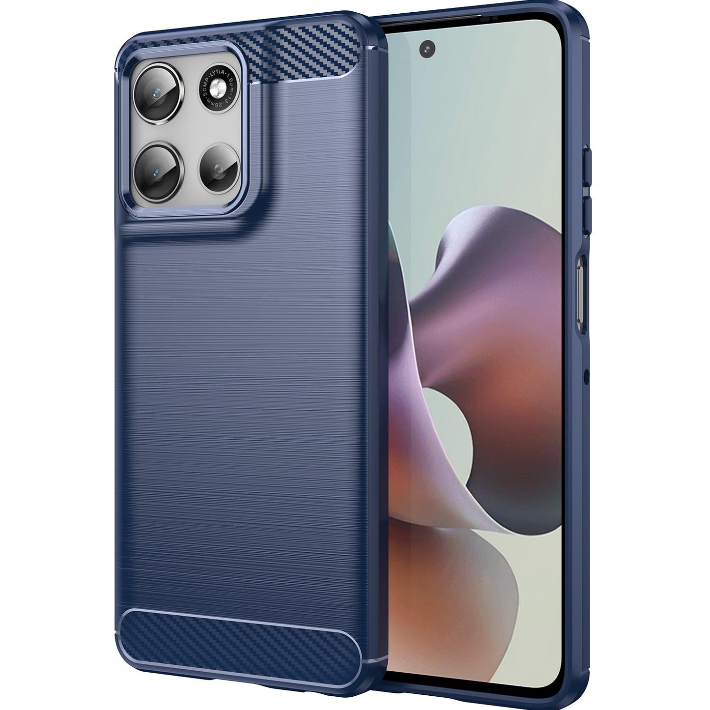 Motorola Moto G66y 5G Carbon Fiber Brushed Texture TPU Protective Phone Case Shockproof Slim Cover