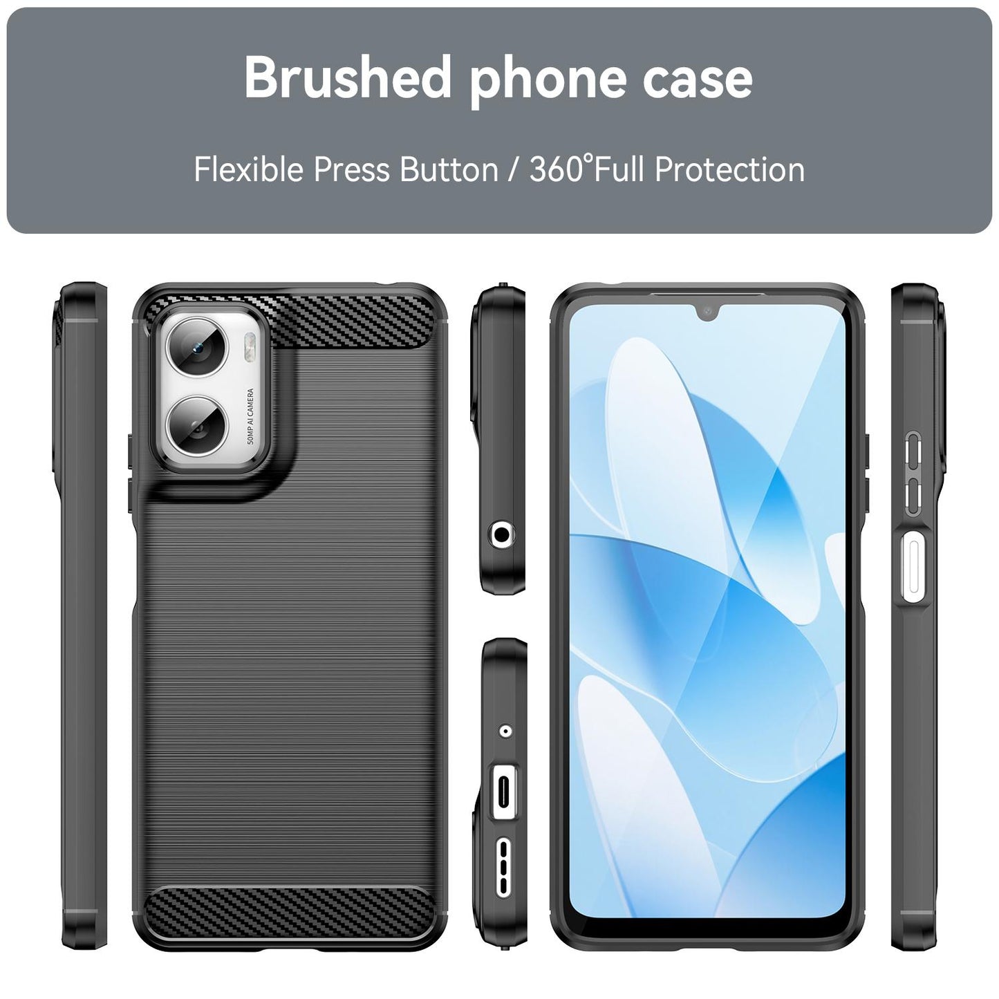 Motorola Moto G06 4G Carbon Fiber Brushed Texture TPU Protective Phone Case Shockproof Slim Cover