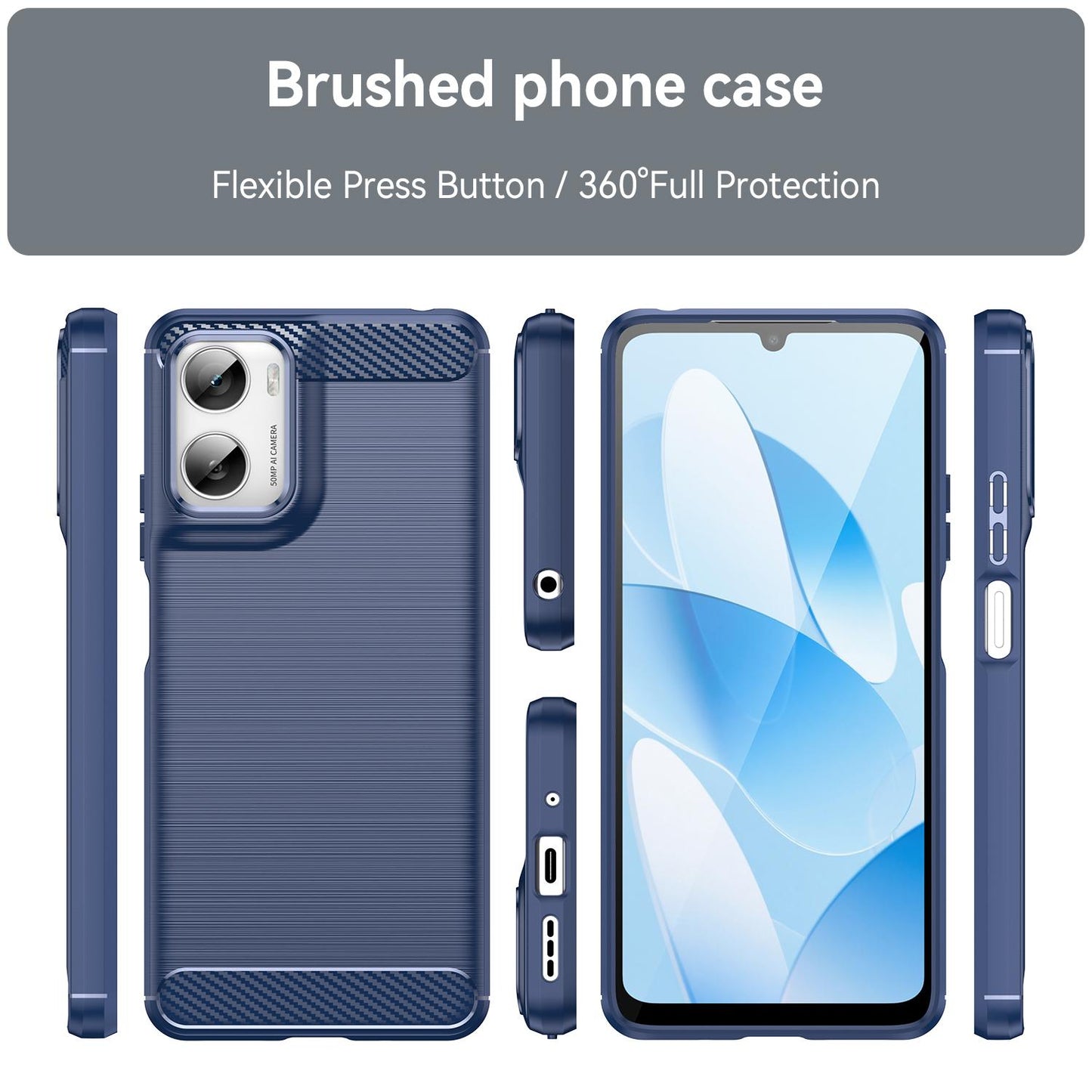 Motorola Moto G06 4G Carbon Fiber Brushed Texture TPU Protective Phone Case Shockproof Slim Cover