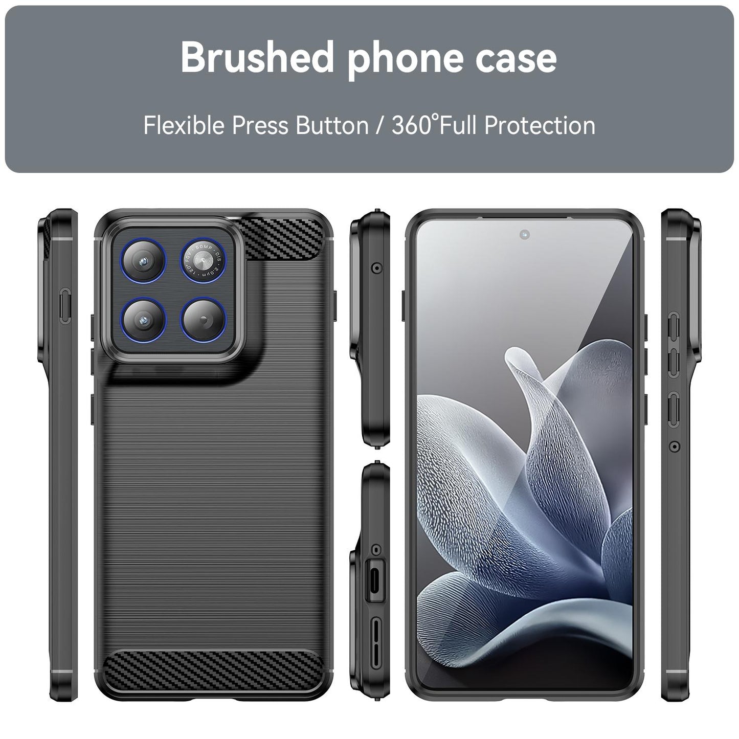 Motorola Edge 70 5G Carbon Fibre Brushed Texture TPU Protective Phone Case Shockproof Slim Cover