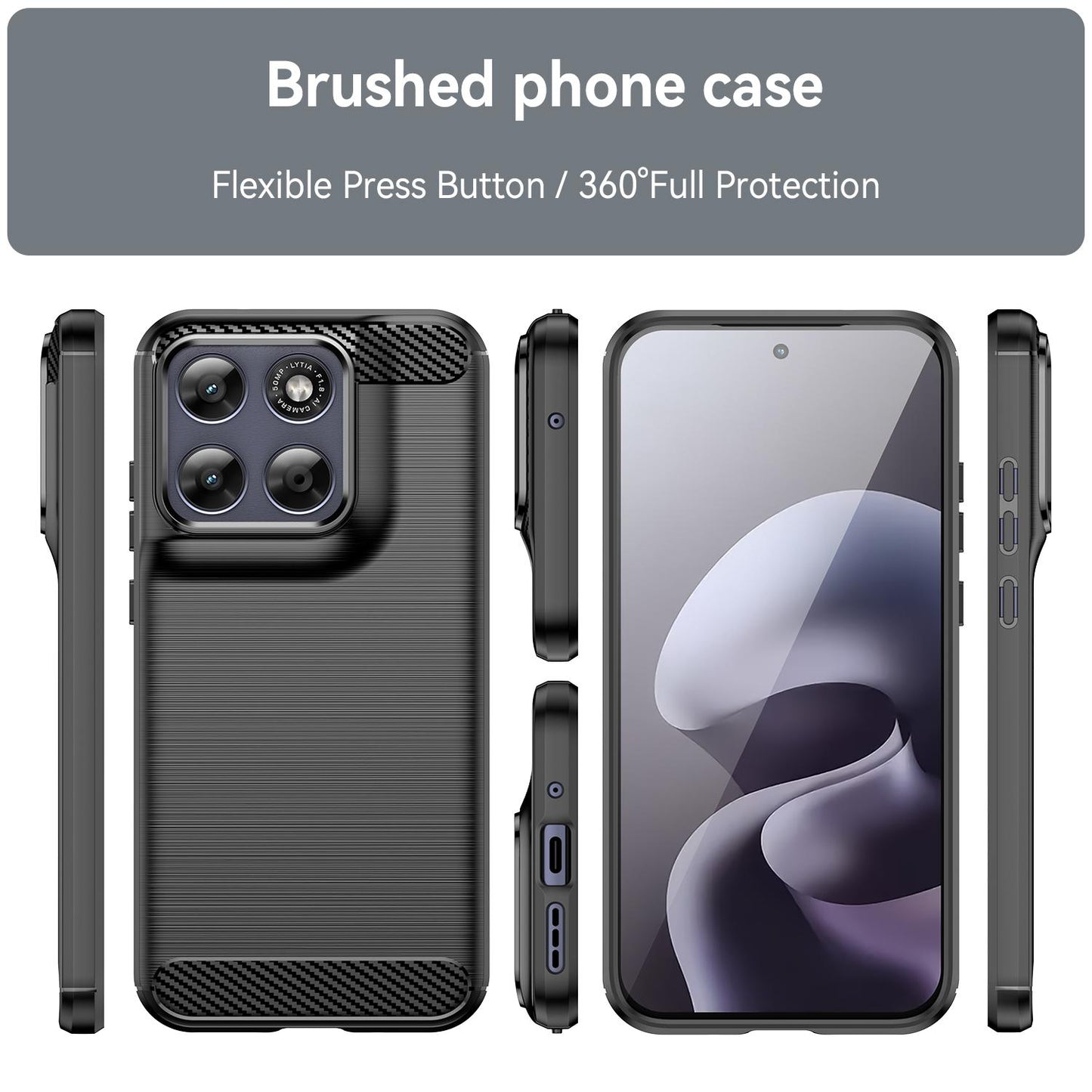 Motorola Moto G67 5G Carbon Fiber Brushed Texture TPU Protective Phone Case Shockproof Slim Cover