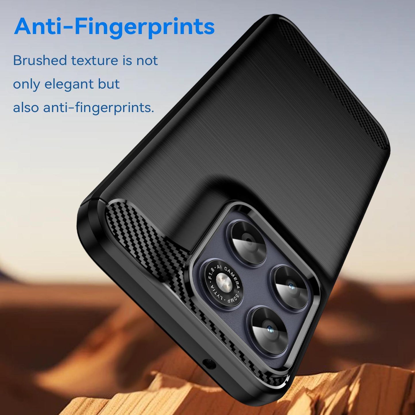 Motorola Moto G77 Carbon Fibre Brushed Texture TPU Protective Phone Case Shockproof Slim Cover