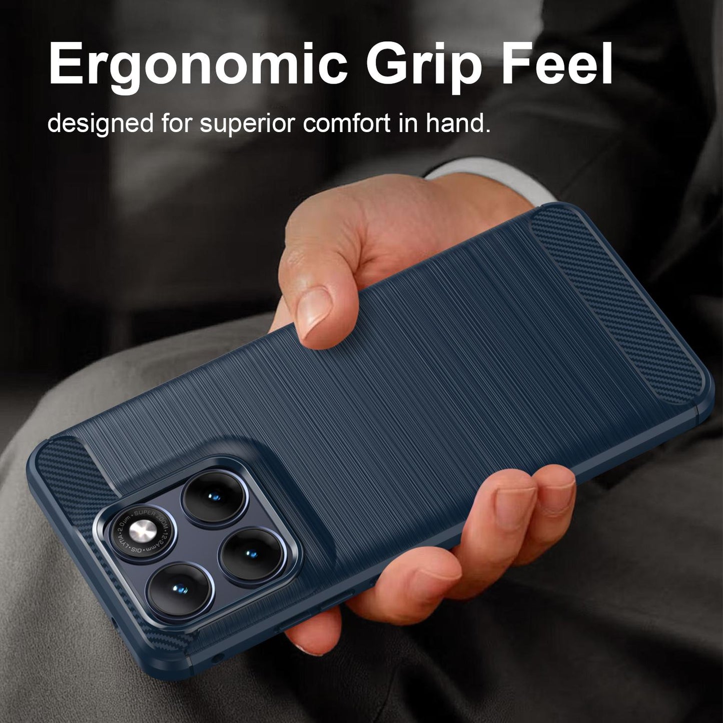 Motorola Edge 70 Fusion+ 5G Carbon Fiber Brushed Texture TPU Protective Phone Case Shockproof Slim Cover