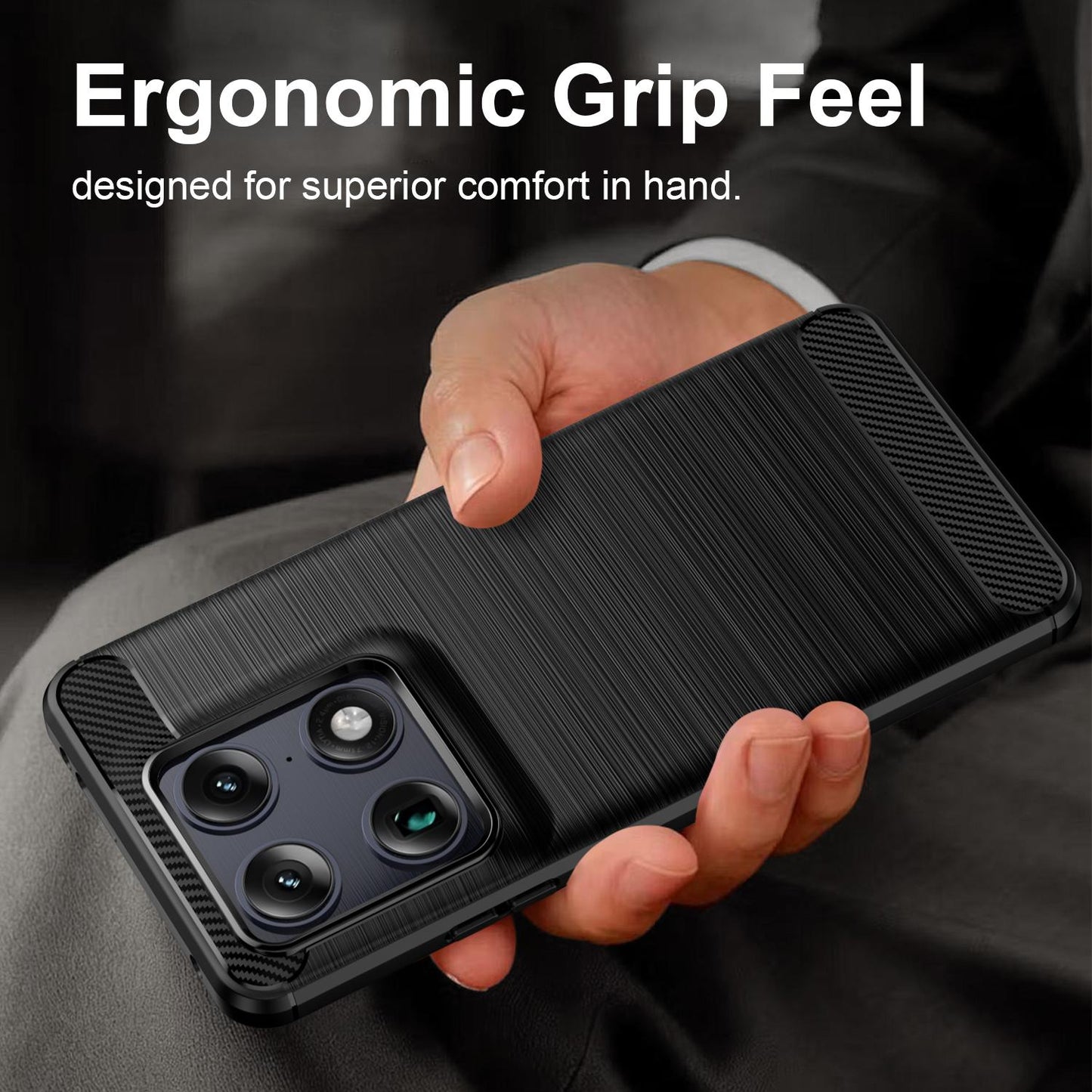 Motorola Signature 5G Carbon Fiber Brushed Texture TPU Protective Phone Case Shockproof Slim Cover